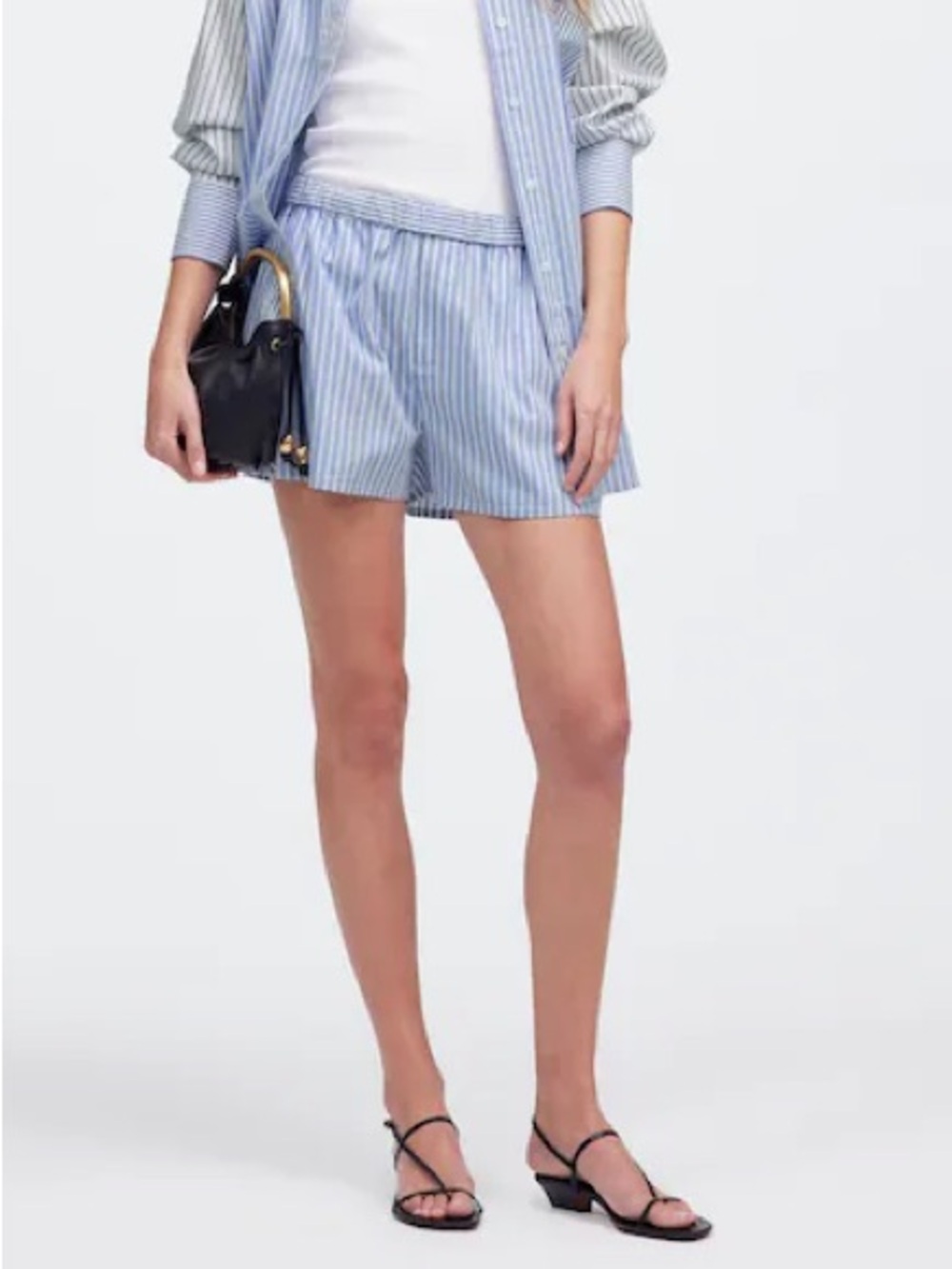 Madewell Pullon Striped Cotton Boxer Style Shorts